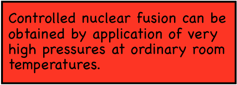Controlled nuclear fusion can be obtained by application of very high pressures at ordinary room temperatures.