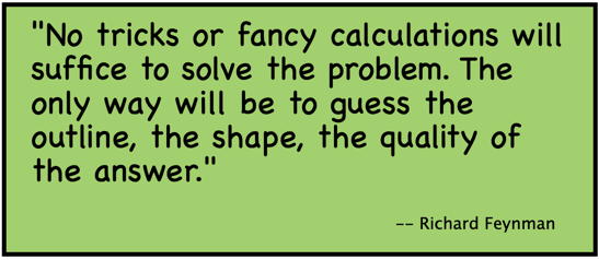 No tricks or fancy calculations will suffice to solve the problem. The only way will be to guess the outline, the shape, the quality of the answer.