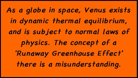 As a globe in space, Venus exists in dynamic thermal equilibrium, and is subject to normal laws of physics. The concept of a 
