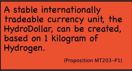 A stable internationally tradeable currency unit, the HydroDollar, can be created, based on 1 kilogram of Hydrogen.
