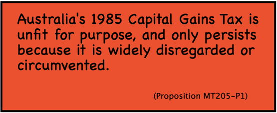 Australia's 1985 Capital Gains Tax is unfit for purpose, and only persists because it is widely disregarded or circumvented.
